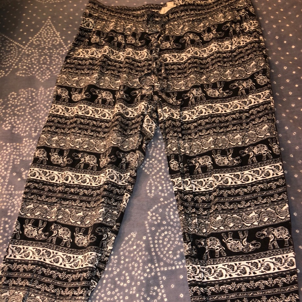 LA Hearts black and white elephant print joggers